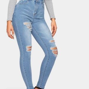 Distressed High-rise skinny jeans
